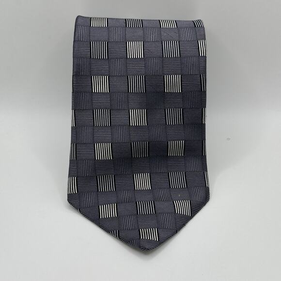Zylos Platinum Other - Zylos George Machado Tie Platinum Silk Geometric OS Grey Black Woven Excellent
